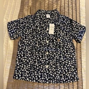 NEW - babyGap Linen-Cotton Shirt Color:Navy blue floral. Size 2 years